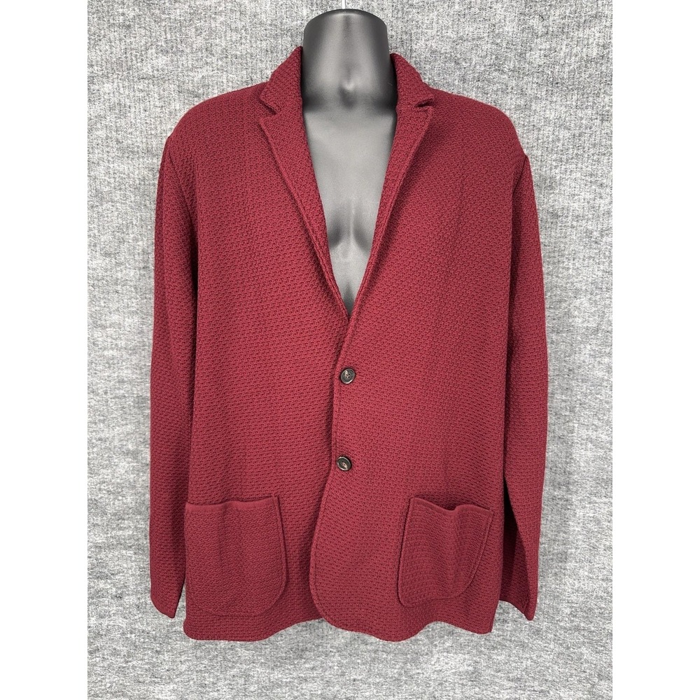 Maurizio Baldassari Brera Sweater Mens XXL IT 56 Red Virgin Wool Knit Cardigan